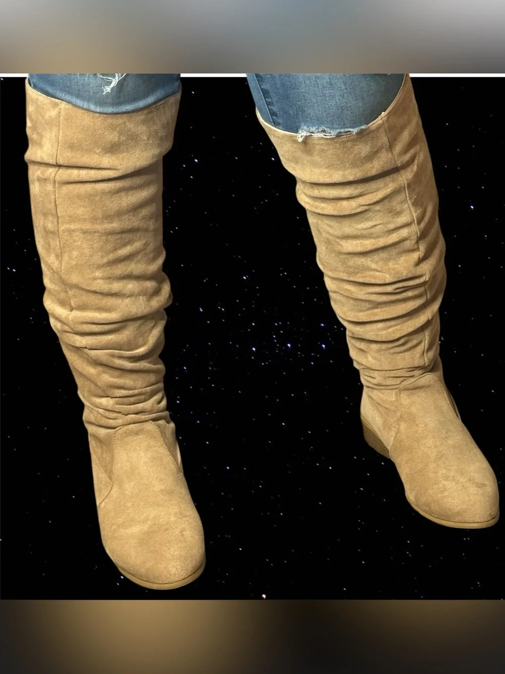 SHEIN Knee-High Suede Boots - Tan Women’s Boot